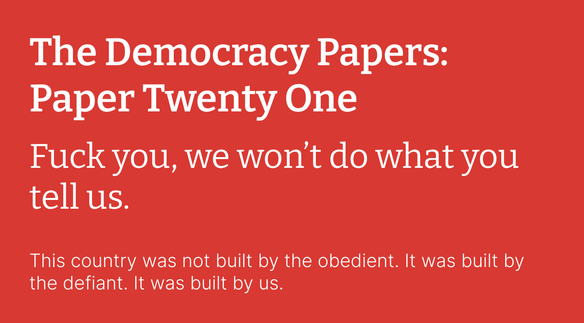 The Democracy Papers: Paper 21